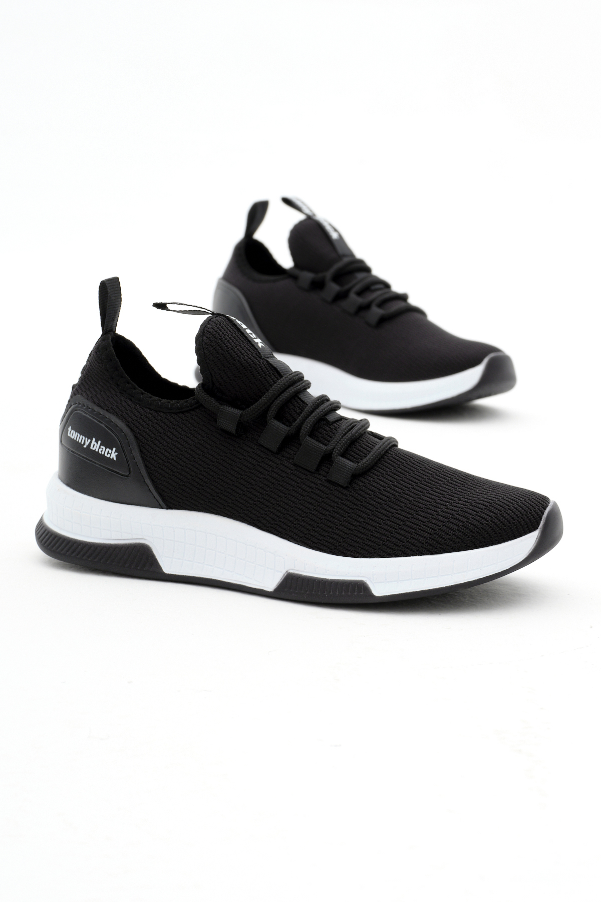 Tonny Black Unisex Atmungsaktive Sneaker Schwarz-Weiß